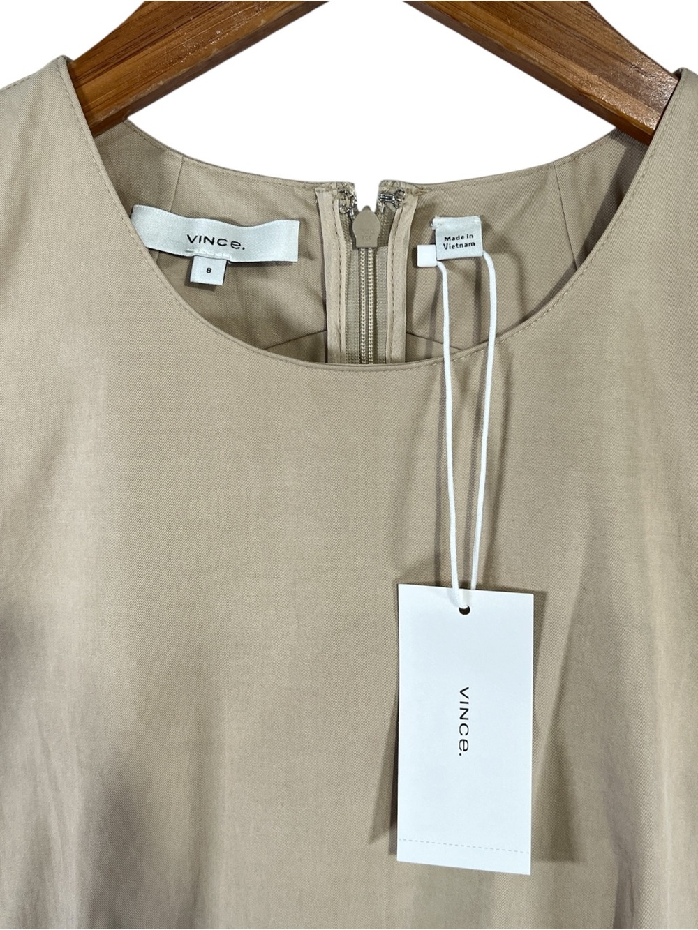 NWT Vince Pleated Peplum Top in Beige Size 8 NEW WITH TAGS - Picture 8 of 12